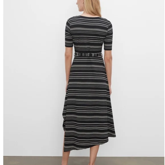 Club Monaco Asymmetrical Belted Knit Midi Dress Stripe Sz S - Picture 4 of 16